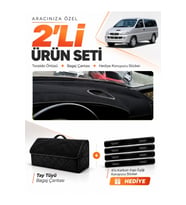e-biz HYUNDAİ STAREX (1997-2007) Uyumlu Torpido Örtüsü + Tay Tüyü Bagaj Çantası Seti - Siyah - HU032