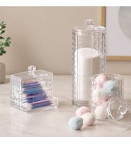 Northcity 3'lü Mika Kristal Plastik Organizer Seti - Kulak Pamukluk, Makyaj Pamuğu, Mendillik