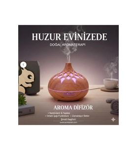 Aroma Difüzör Gece Işığı 7 Led DESENLİ Nemlendirici Kumandalı Buhar Makinesi 550 ml
