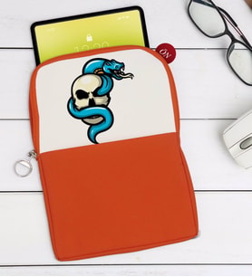 BK Gift Kurukafa Tasarımlı Taşınabilir Koruyucu Tablet Kılıfı & Organizer Çanta - Turuncu-8