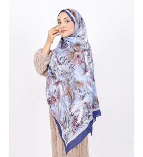 Luissa Bambu Kraş Şal Pastel Desen Lacivert