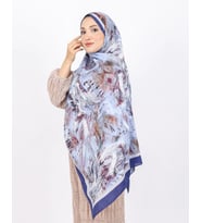 Luissa Bambu Kraş Şal Pastel Desen Lacivert