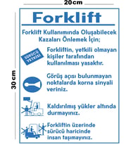Metal Forklift Kullanımı 20cm x 30cm A4 Büyüklüğünde Uyarı Levhası Yönlendirme Tabelası