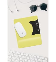 Jel Dolgulu Pvc Yüzey Sarı Kedi Çizimli Bilek Destekli Dikdörtgen Mouse Pad Mouse Altlığı.