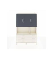 Arges Dolap 6 Raflı 6 Çekmeceli 3 Kapaklı 132x30x195 Aytaşı-Antrasit/Aytaşı
