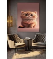 POFUDUK KEDİ  KANVAS TABLO EV DUVAR SALON OFİS DÜKKAN HEDİYELİK DEKARASYON SÜSÜ (Çok Renkli)