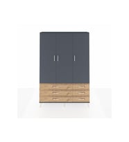 Arges Dolap 5 Raflı 6 Çekmeceli Tek Askılı 132x30x195 Antrasit-Antrasit/Çam