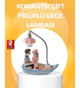 Romantik Çift Figürlü Gece Lambası Sandal Model Sevgiliye Özel Hediye