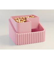 3D Baskı Fıstık Kasesi - Çift Hazneli Kabuk Ayırıcı Sunum Kasesi - Pembe Pembe