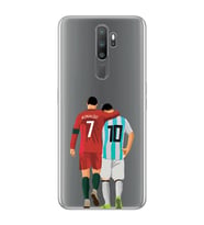 Oppo A5 2020 / A9 2020 Uyumlu Lionel Messi ve Cristiano Ronaldo Desenli Şeffaf Telefon Kılıfı