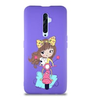 Oppo Reno 2Z Soft Premier Kapak Vespagirl Tasarımlı Silikon Kılıf - Mor (Şeffaf)