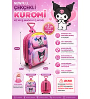 NEWFULL ÇEKÇEKLİ KUROMİ KIZ ANAOKUL SIRT ÇANTASI (Açık Pembe)