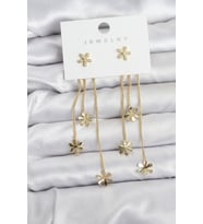 Papatya Model Gold Renk Pirinç Sallantılı Kadın Küpe TJ-BKP11467