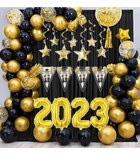 Gold Siyah balon Zincir seti Mezuniyet Süsleri Balon Seti Folyo Balonlu-