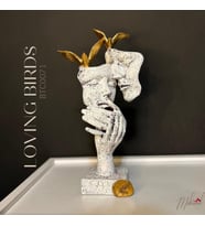 Soyut Modern Sanat Heykeli – Altın Yapraklı Yüz Tutan El, Ev Dekoru – Mükemel orijinal tasarım (Karışık)