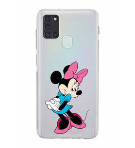 Samsung Galaxy A21s  Kamera Korumalı  Kapak Minnie Mouse Tasarımlı  Şeffaf Kılıf