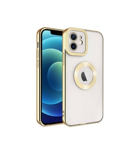 Samsung Galaxy A22 Kılıf Logo Yeri Açık Kamera Lens Korumalı Renkli Kenarlı Şeffaf Silikon (Siyah)