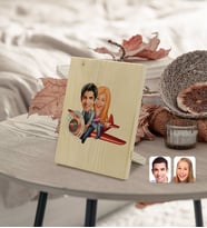 BK Gift Kişiye Özel Sevgililer Karikatürlü Dekoratif Ahşap Çerçeve Model 11