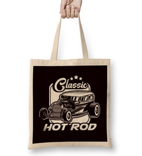 Classic Hot Rod Old American Cars Automobile Muscle Garage Bez Çanta Uzun Saplı