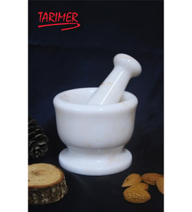 Büyük Boy Mermer Havan ve Sarımsak Döveci, 10cm Yükseklik, 12cm Çap