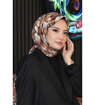 Soyut Gül Desen Yavruağzı Soft Pamuk Eşarp