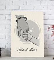 BK Gift Kişiye Özel El Ele Tutuşan Anne-Çocuk Tasarımlı Siyah Beyaz Kanvas Tablo-2, Anneye Hediye, Yeni Doğum Hediyesi