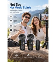 2.4g Kablosuz Çift Mikrofonlu Yaka Mikrofonu İçerik Üretim Seti