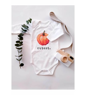 Pumpkin Uzun Kol Organik Baskı Bebek Body