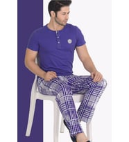Teknur 30610 Modal Kumaş Mor Renkli Kısa Kol Erkek Pijama Takımı