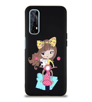 Realme 7 Soft Premier Kapak Vespagirl Tasarımlı Silikon Kılıf - Siyah (Şeffaf)