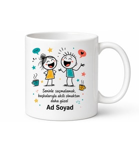 Kişiye Özel İsimli Kafa Dengi Arkadaşım Tasarımlı Esprili Kupa Bardak Hediye