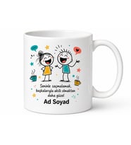 Kişiye Özel İsimli Kafa Dengi Arkadaşım Tasarımlı Esprili Kupa Bardak Hediye