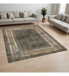 Rovigo Home Dijital Baskı Yıkanabilir Kaymaz Taban Salon Halısı Ve Yolluk RVG0898-FNL114 (Sarı)
