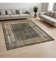 Rovigo Home Dijital Baskı Yıkanabilir Kaymaz Taban Salon Halısı Ve Yolluk RVG0898-FNL114 (Sarı)