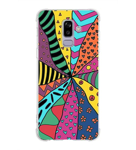 PrintiFy Samsung Galaxy J8 Uyumlu Retro Color 4 Baskılı Şeffaf Köşe Korumalı Antişok Kılıf