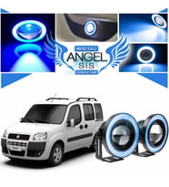 Fiat Doblo D1 Uyumlu, Universal Mercekli Led Angel Sis Farı, 76mm Buz Mavi Renk