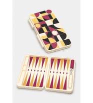 Tovo Craft Mini Boy Geometrik Desenli Seyahat Tavlası Kapalı 13 x 22 cm Açık 25,5 x 22 cm – Altın Bordo