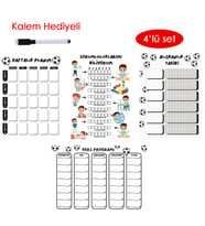 Çocuklar İçin Planlayıcı Set - Siyah Beyaz (Alışkanlık Takibi, Haftalık Planlayıcı, Sorumluluk Takibi, Ders Programı) (Çok Renkli)