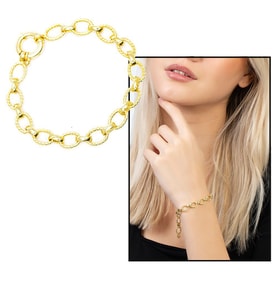Gold Renk Halloy Model 925 Ayar Gümüş Kadın Bileklik