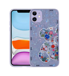 Apple iPhone 12 Kılıf Desenli Sert Silikon Zore Mumila Kılıf Lilac Bear