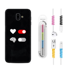 Samsung J6 Plus J7 Prime J7 Pro M20 Kılıf Kablo Koruma Spiral Silikon Love Brain 1722