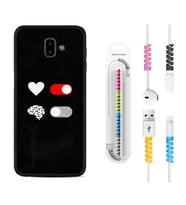 Samsung J6 Plus J7 Prime J7 Pro M20 Kılıf Kablo Koruma Spiral Silikon Love Brain 1722