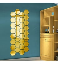 Yapışkanlı Akrilik Gold Ayna Seti 12 Adet