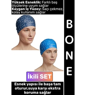 #Bone Konforlu Esnek Yumuşak Havuz Deniz Yüzme Kaygan İç Yüzey Şık Su Geçirmez Saç Bonesi İkili SET