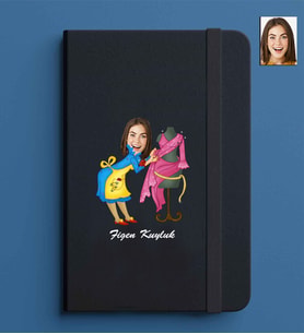 Kişiye Özel Kadın Model 13x21 Siyah Defter-40