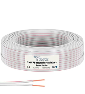 Poke Elektrik Ve Hoparlör Kablosu Kordon 2X0.75 100Mt - Beyaz