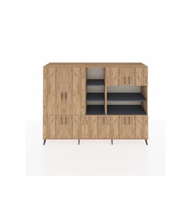 Hyperion Dolap 14 Raflı 9 Kapaklı 220x44x163 Çam-Çam/Antrasit
