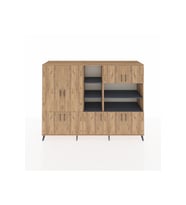 Hyperion Dolap 14 Raflı 9 Kapaklı 220x44x163 Çam-Çam/Antrasit