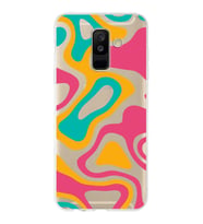 Samsung Galaxy A6 Plus (2018)  Kapak Renkli Desen Tasarımlı Şeffaf Silikon Kılıf