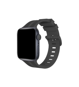 Apple Watch 38mm Kr408 Çizgili Silikon Kordon - Koyu Gri